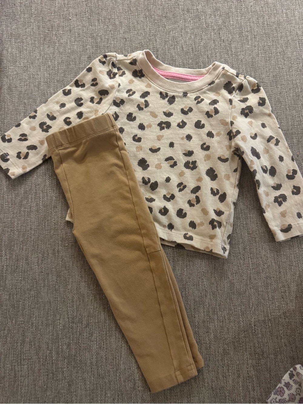 Koala Kids Cream Leopard Print Long Sleeve Top with Tan Accents